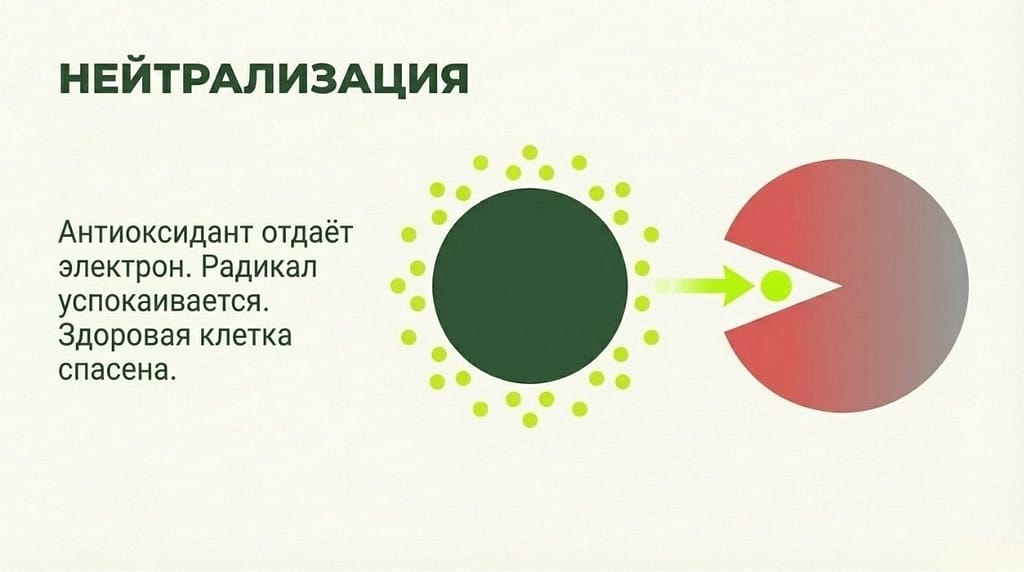 Схема действия антиоксидантов против свободных радикалов