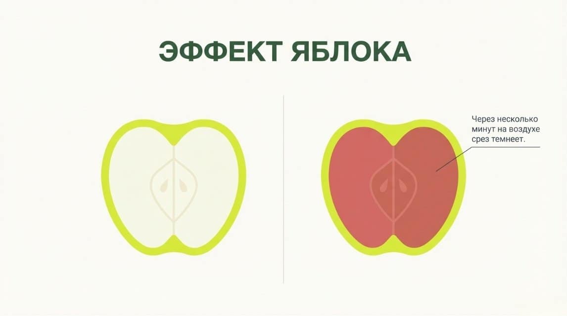 Потемнение яблока как пример окисления полифенолов